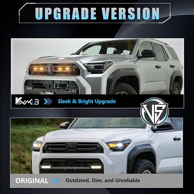 4 PCS Full LED Front Grille Lights for Toyo-ta 4runner 2025 SR5, Amber LED Grille Clearance Light, OEM Grill Led Grilles Light for 4Runner Accessories