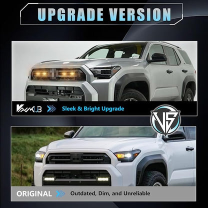 4 PCS Full LED Front Grille Lights for Toyo-ta 4runner 2025 SR5, Amber LED Grille Clearance Light, OEM Grill Led Grilles Light for 4Runner Accessories