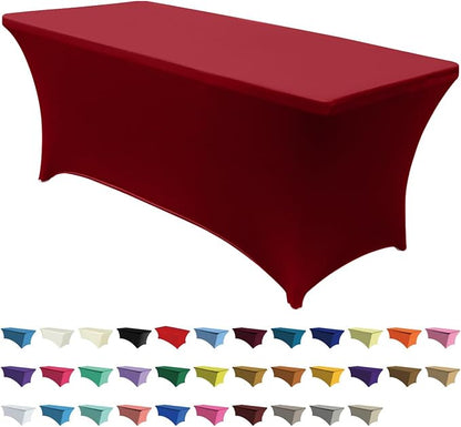 ABCCANOPY 6FT Spandex Table Cover, Stretch Fitted Tablecloth, Red | Rectangular Tight, Fitted, Washable and Wrinkle Resistant Table Protector for Wedding, Banquet,Birthday, Party, Event