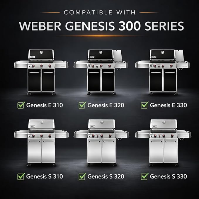 19.5" Grill Burner for Weber Genesis 300 Series (2011-2016) – Fits Genesis E310, E320, E330, S310, S320, S330, Front Control Knobs, 304 Stainless Steel, Replace burner for Weber Genesis 62752