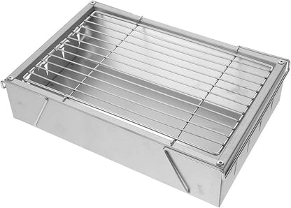 Portable Stainless Steel Foldable Bbq Grill Rack for Outdoor Camping, Hiking, and Picnics – Small Space Charcoal Barbecue Rack 36x26.5x17.5cm