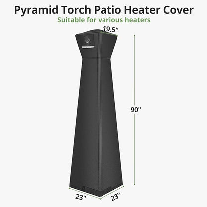 QH.HOME Pyramid Patio Heater Covers, [2026 Upgraded Tear-Resistant Fabric] Waterproof with Robust Zipper,Dustproof/Wind/Sunlight/Snow-Resistant,(90"H x 23"L x 23"W ,Black)