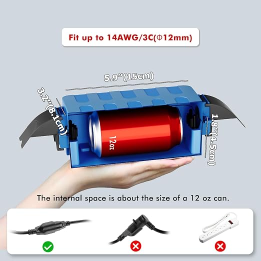 Flemoon 2 Pack IP55 Small Outdoor Electrical Box Waterproof for Power Strip | Inner 5.9 x 3.2 x 1.8inch, Extension Cord Cover with Detachable Awning Covers for Plug, Outlet, Holiday Lights, Blue