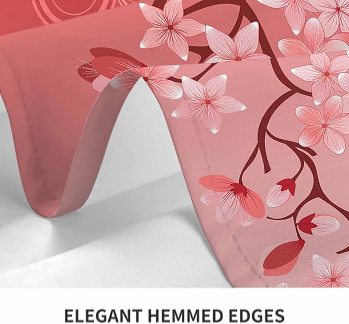 TKS MITLAN Pink Cherry Blossom Decorative Rectangle Tablecloth Japanese Cherry Tree Polyester Table Cloths Kitchen Table Cover for Dining BBQ Picnic Coffee Table 60 x 84 Inch 6-8 Seats