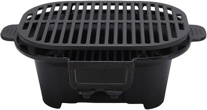 Keenso Cast Iron Grill, Lightweight and Compact Charcoal Hibachi Grill, Adjustable Grate for Outdoor Cooking, Ideal for Japanese BBQ Gatherings