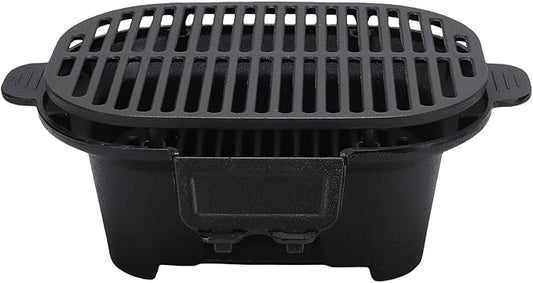 Asixxsix Hibachi Grill Outdoor, Portable Cast Iron Charcoal Grill Small Japanese Yakitori Camping Grilling for Outdoor Camping, Even Heat Distribution