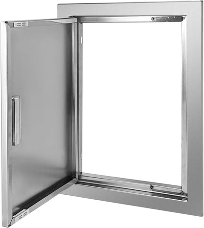 Outdoor Kitchen Door 14" W x 20" H Stainless Steel BBQ Single Access Door Flush Mount Vertical Wall Doors with Handle Suitable for Grilling Station Outside Cabinet Outdoor Kitchen