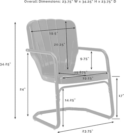 Crosley Furniture Ridgeland 2-Piece Outdoor Chair Set, Retro Metal Patio Chairs for Dining, Porch, Deck, Turquoise