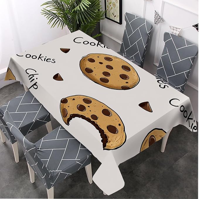 Moslion Cookies Tablecloth 60x104 Inch Chocolate Rectangle Tablecloth for Picnic BBQ Kitchen