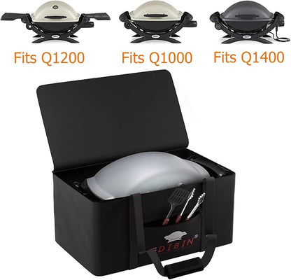 Grill Carry Bag Compatible with Weber Q1000 Q1200 Liquid Propane Grill,Carry Bag Fit for Weber Q1400 Electric Grill, 600D Heavy Duty Weather Resistant