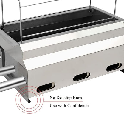Smokeless Charcoal Grill, Picnic Grill, Thickened Stainless Steel Portable Grill, Removable, Desktop, Home, Outdoor Grill, Rv, Garden Party, Compact