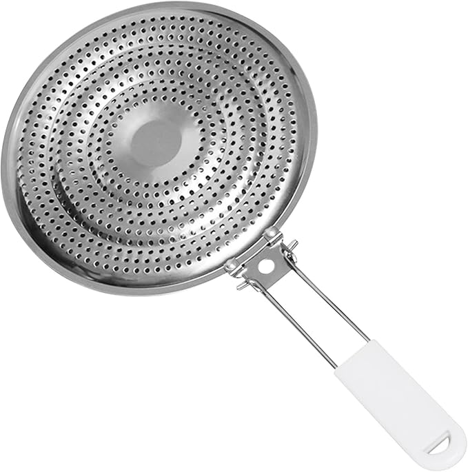 Heat Diffuser for Gas & Electric Stove, Stainless Steel Even Heat Distribution Induction Cooktop Adapter Plate, Double Thickening Simmer Ring with Handle for Milk Coffee(COLOR:Silver)