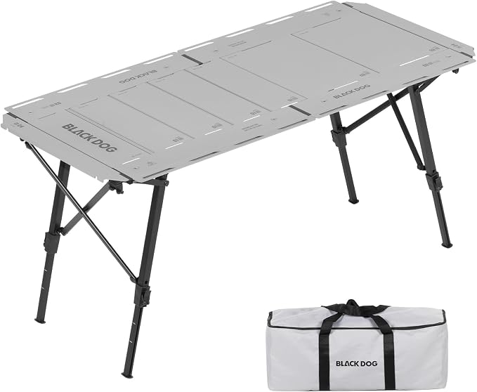 BLACKDOG 4.5U IGT Camping Table, Folding Portable Camp Table, Adjustable Height Aluminum Portable Table with Carry Bag for Outdoor, Pictic, Patio and Backyard 48.8" L x 22.8" W, Rock Grey