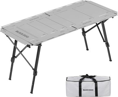 BLACKDOG 4.5U IGT Camping Table, Folding Portable Camp Table, Adjustable Height Aluminum Portable Table with Carry Bag for Outdoor, Pictic, Patio and Backyard 48.8" L x 22.8" W, Rock Grey