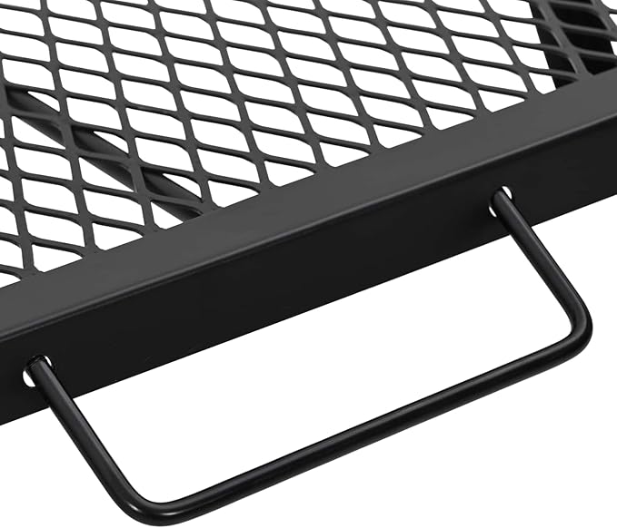 Foldable Camping Grill, 22.83 x 12.20 x 0.79 in, Alloy Steel Portable Grill for Camping, Folding Black Charcoal with Weather-Resistant Coating and ABS Handles