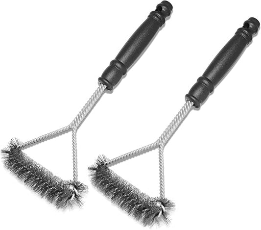 VNIMTI Grill Brush 2 Packs, BBQ Brush Bristle Free & Wire Combined, Grill Cleaning Brush for Outdoor Grill, Ideal Grill Accessories Gifts for Party Vacation Holiday - Black