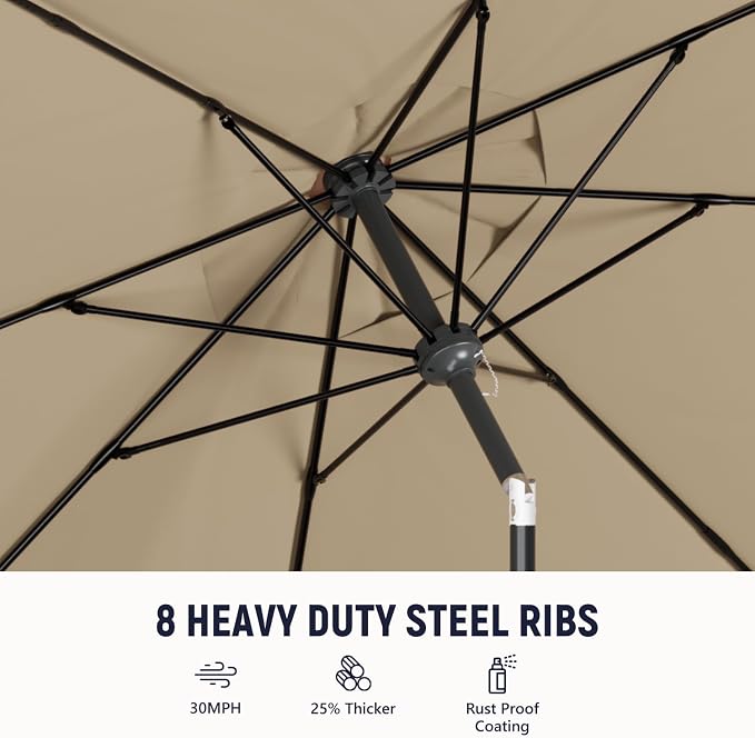 Outdoor Patio Umbrella, 8 Ribs Market Table Umbrella