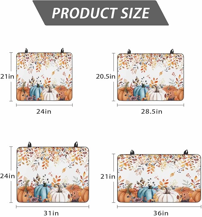 Stove Top Covers for Electric Stove 24x21 Inches, Fall Pumpkins HeatResistant Glass Cooktop Protector, Thanksgiving Weeping Leaves Watercolor Ceramic Stovetop Countertop Covers Vintage Mat, Oven Cover