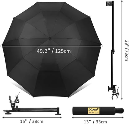 XLINGZA UPF 50+ Beach Umbrella with Adjustable Universal Clamp
