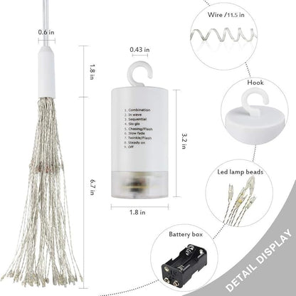 FOOING 6 Pack Firework Lights led Copper Wire Starbursts String Lights 8 Modes Battery Operated Fairy Lights with Remote,Decorative Hanging Lights for Party Patio Bedroom Christmas Decoration