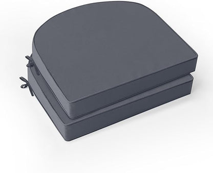 Outdoor Chair Cushions Set of 2: Waterproof & Fade Resistant Patio Furniture Cushions - 17 x 16 x 2 Inch Non Slip Round Corner Seat Cushion Pads with Removable Cover for Garden Yard Lawn, Dark Grey