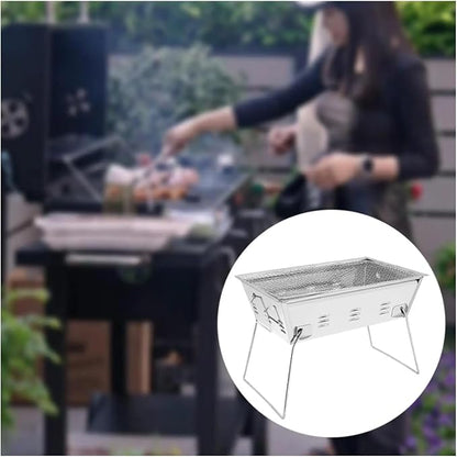 Outdoor Foldable Charcoal Grill Stainless Steel Convenient Card Mini Type Barbecue Grill Stove Multifunction Supplies Grilling