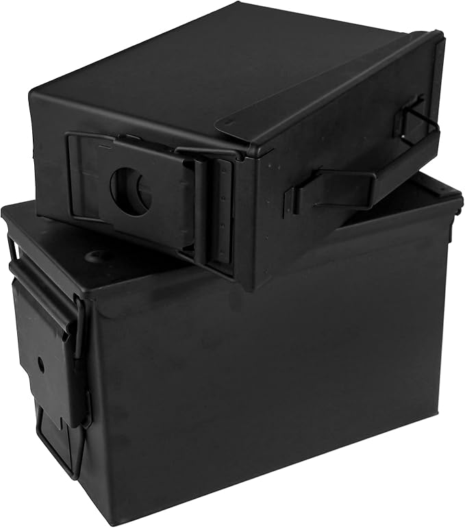 GUGULUZA Metal Ammo Can 30 50 Cal, Waterproof Airtight Ammo Containers Case | Heavy-Duty Ammunition Storage Case Military Container, Lockable Box w/Flip Top for Long-Term Storage Bullet, 30Cal and 50 Cal