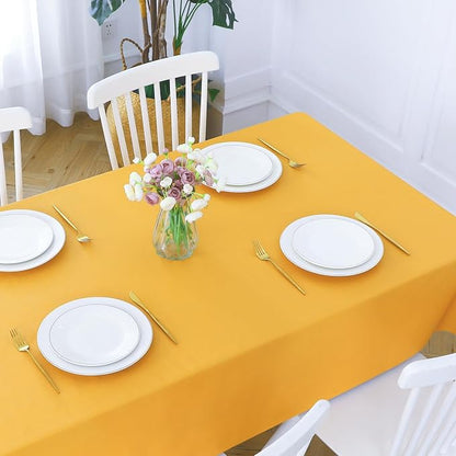 Romanstile Halloween 100% Waterproof PVC Tablecloth, Rectangle Oil Spill Proof Stain Resistant Vinyl Table Cloth, Wipe Clean Plastic Table Covers for Kitchen/Dining/Parties - 60 x 102 Inch, Yellow
