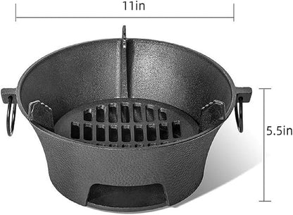 Cast iron charcoal grill,cast iron portable grill,Small Portable Charcoal Grill for Outdoor Tabletop Camping, BBQ Grill Grate Surface 11in, Perfect for 3-4 People﻿