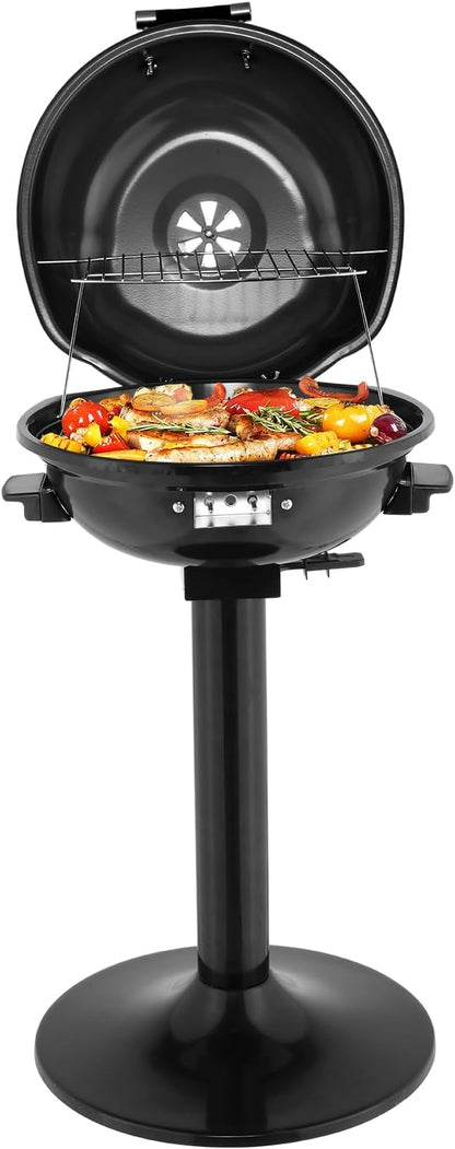 Electric BBQ Grill 1600W Indoor/Outdoor Electric Grill for Indoor & Outdoor Use,Portable Removable Stand Grill (Black)