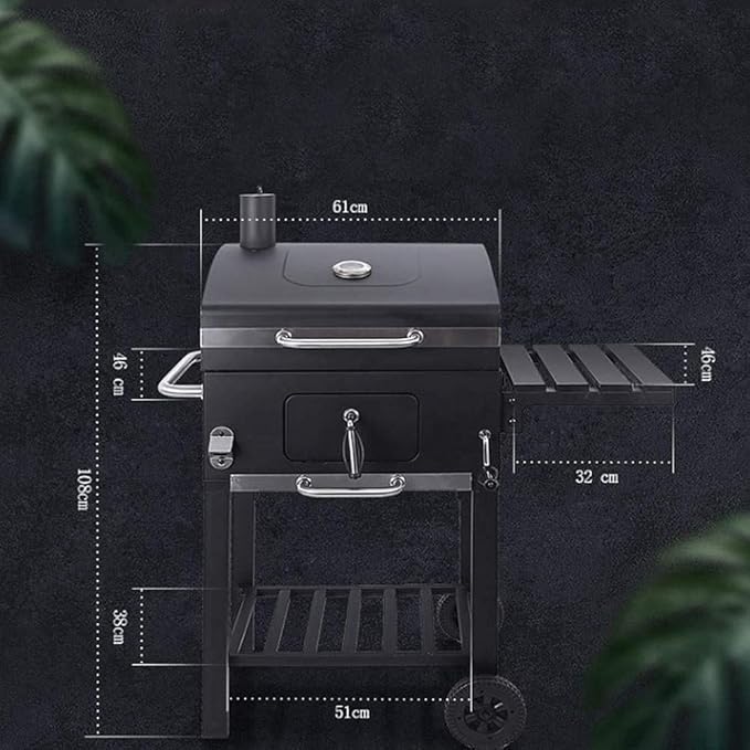Barbecue Grill Portable Household Coarse Charcoal Barbecue, Foldable Picnic Shelf in The Field is Stable and Durable, 108X51X61cm