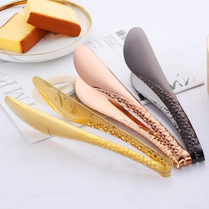 Stainless Steel Kitchen Food Clamp Serving Tongs for Cooking,Toast Bread,Salad,Barbecue,Grilling,Baking,Frying(Rose Gold)