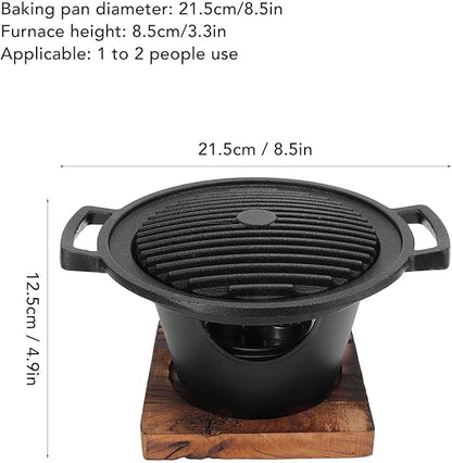Korean Bbq Grill Charcoal, Small Charcoal Grill 8.5 Inches Portable Grill Iron Barbecue Grill Tabletop Kbbq Grill Outdoor Indoor Camping One Person Mini Bbq Grill Japanese Barbecue Pan For Home