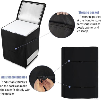 Deep Freezer Covers for Outside,Heavy Duty 600D Durable Chest Freezer Cover Waterproof,Outdoor Freezer Covers for Outside 7.0 Cubic Feet Chest Freezer,Top Can Be Opened(33"W x 22.5"D x 33.5"H,Black)