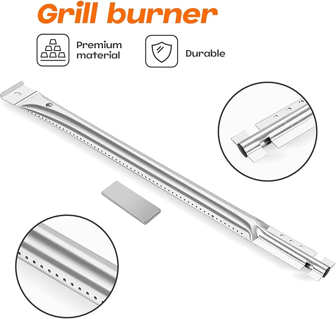 Grill Replacement Parts for Oklahoma Joe's Longhorn Combo 3-Burner Charcoal/Gas Smoker, Heat Plate Shield 1767017 1767054 16202046 Grill, Grill Parts Burner Tube & Crossover Tubes for Oklahoma Joe