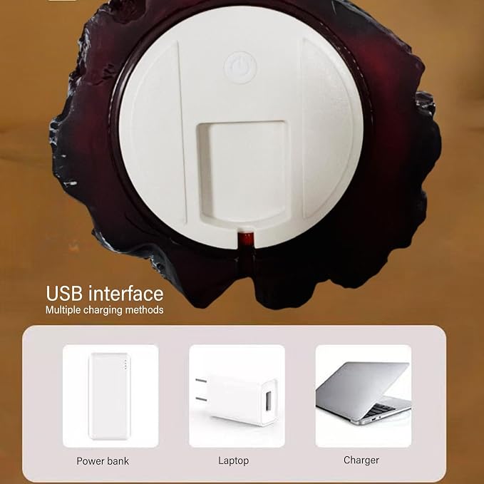 YOUTHINK LED Charcoal Lamp, Flameless Fireplace Light, USB Charging, Indoor Outdoor Use, for Home Decor, Night Light