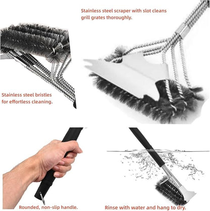 Grill Brush and Scraper,Stainless Steel Food-Grade Brush Head,Outdoor Grill Cleaning Brush Safe BBQ Grill Accessories Cleaner forGas/Charcoal Grilling Grates, Wizard Tool (6.3inch)