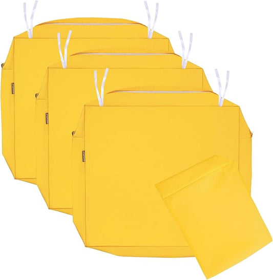 NettyPro Patio Chair Seat Cushion Covers Set 4, Waterproof Outdoor Furniture Cushion Slipcovers with Zipper and Tie, 22 x 20 x 4 Inch, Replacement Cover Only, Yellow