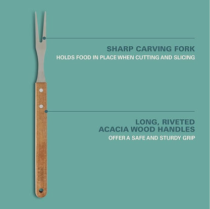 Gibson Home Barbeque Pro 8-Piece BBQ Tool Set with Acacia Wood Handles and Aluminum Storage Case – Grill Accessories Kit