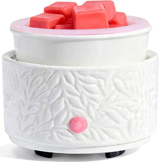 Electric Wax Melt Warmer with Silicone Liner, 3-in-1 Ceramic Scented Wax Burner for Home Aromatherapy, Fast Melting Fragrance Warmer for Essential Oils & Jar Candles, Flame for Women