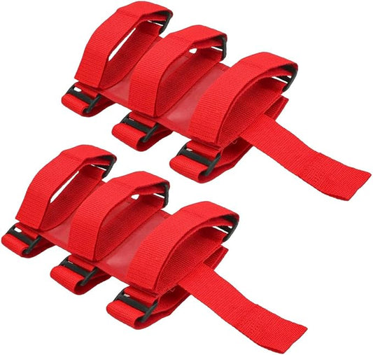 Ohleats Roll Bar Fire Extinguisher Holder, Adjustable Fire Extinguisher Mount Strap with American Flag Pattern, Car Accessories Fixed Belt for Wrangler JK JKU TJ CJ (No Pattern, Red, 2 PCS)