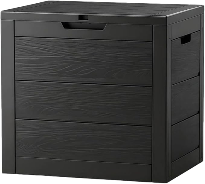 35 Gallon Outdoor Resin Storage Box, Lockable Lid Heavy-Duty Deck Box, Multi-Purpose for Patio Cushions, Pool & Garden Tools, Backyard/Deck Use