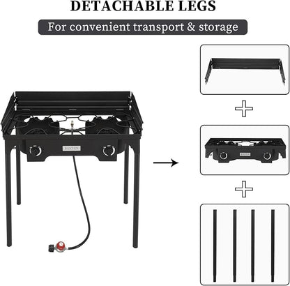 ROVSUN 2/3 Burner Outdoor Propane Gas Stove High Pressure Stand Cooker for Backyard Cooking Camping Home Brewing Canning Turkey Frying