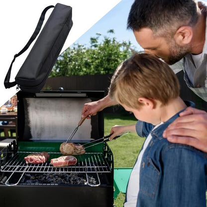 Grill Utensil Storage Bag, Grilling Bags for Outdoor Grilling, Foldable Grill Hardware & Tools BBQ Bag, Oxford Cloth Grill Utensil Storage Bag for Camping and Hiking BBQ(black)