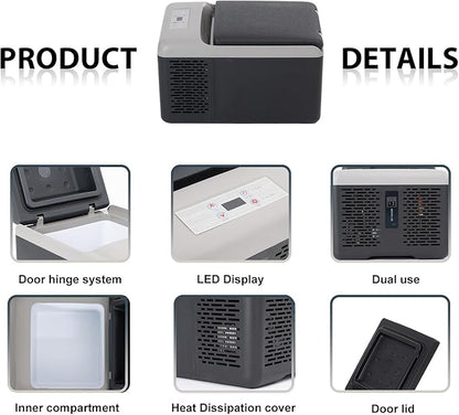 Alpicool C9PT Portable Car Freezer Cooler, 12 Volt Car Refrigerator, 10 Quart Fast Cooling, with 12/24V DC and 100-240V AC for Outdoor, Camping, RV, Truck (Black&Grey)