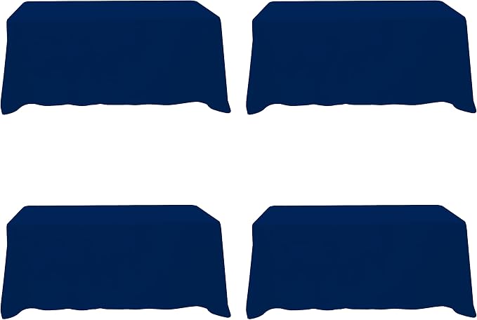 BRILLMAX 4 Pack Navy Blue Tablecloths 90x132 Inch for 6ft Rectangle Tables | 150 GSM Polyester Fabric, Floor Length Drop, Water, Stain & Wrinkle Resistant Cloth Cover for Wedding Reception Banquet Party