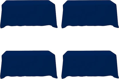 BRILLMAX 4 Pack Navy Blue Tablecloths 90x132 Inch for 6ft Rectangle Tables | 150 GSM Polyester Fabric, Floor Length Drop, Water, Stain & Wrinkle Resistant Cloth Cover for Wedding Reception Banquet Party