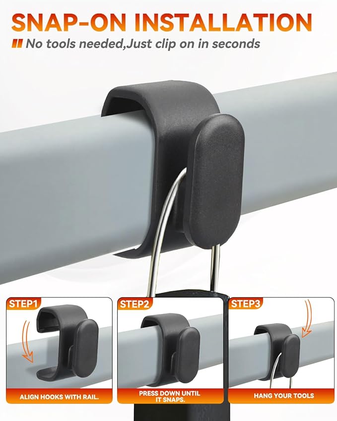 4-Pack Tool Hooks for Weber Grills, Grill Tool Holder for Weber Slate Griddle, Grill Accessories for 3400519 Weber Works Side Rail, Barbecue Utensils Outdoor Hanging