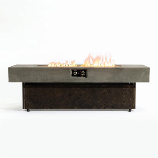 Outdoor Fire Pit Table Propane Gas Fire pits Outdoor Fireplaces 54'' Rectangular Firepit Table, 50,000 BTU Fire Table for Patio Set, Three Options of Assembled Hight, Tank Required to Be Kept Outside.