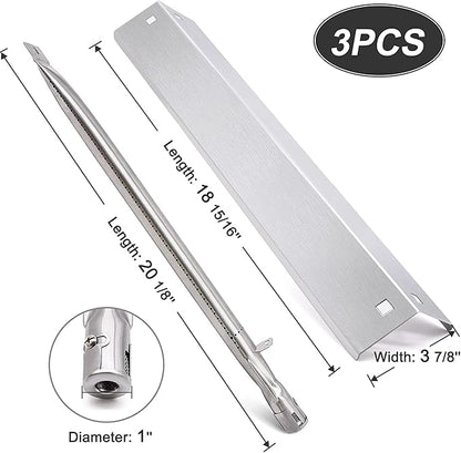 Criditpid Grill Replacement Parts for Chargriller 5050, 5650, 3001, 3030, 5072, 3008, 4000, 5252, 5050 Grill Models, Stainless Steel Heat Plates, Burner Tubes, Hanger Brackets for Chargriller.